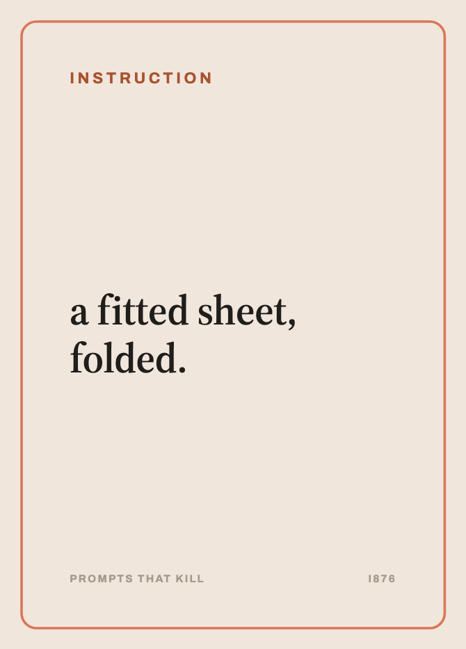 Instruction card: a fitted sheet, folded.